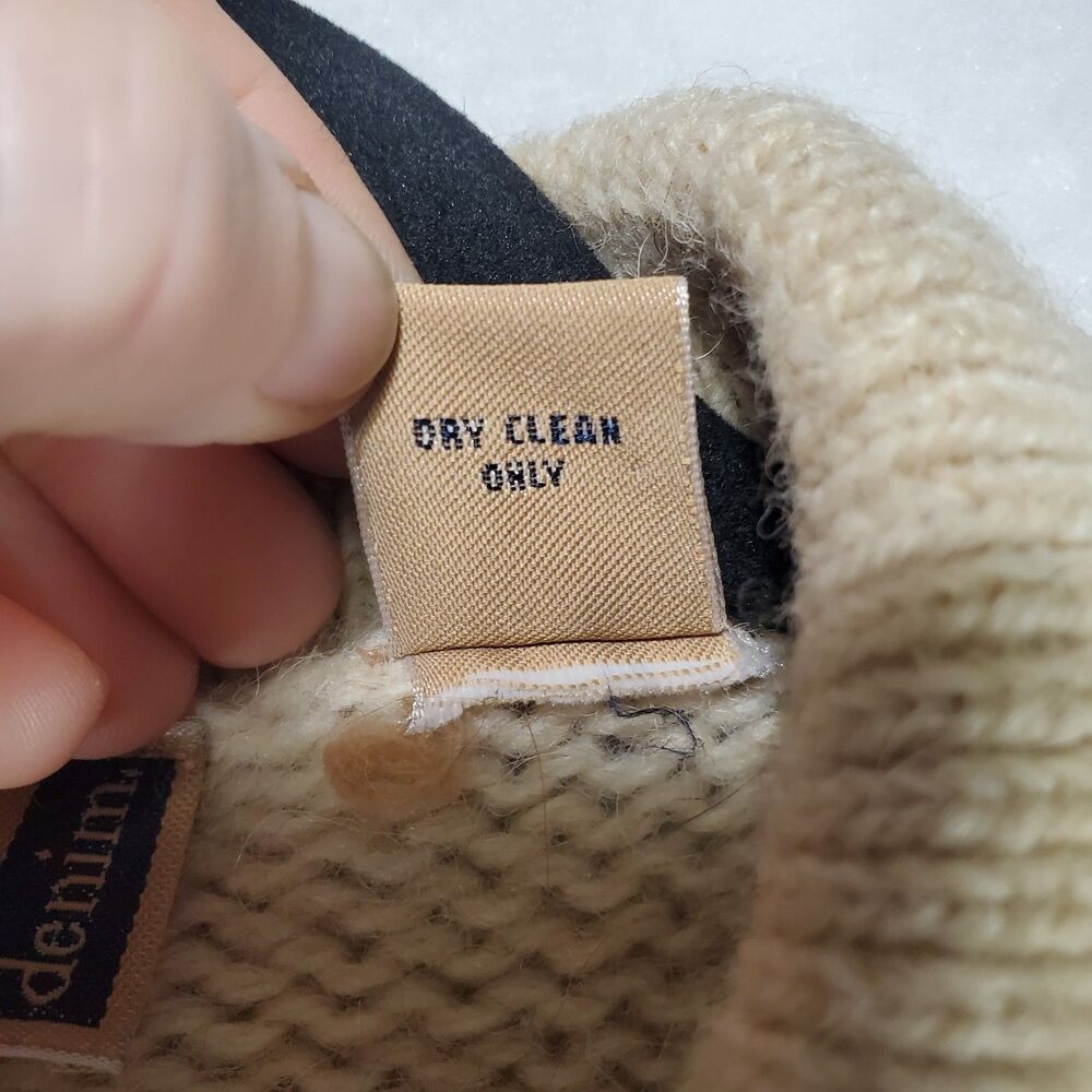 L Ann Taylor Denim Wool Blend Cardigan Sweater Collar Button Floral Embroidered - Picture 5 of 10